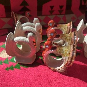 Set of 12 Japanese-made vintage turkey napkin rings